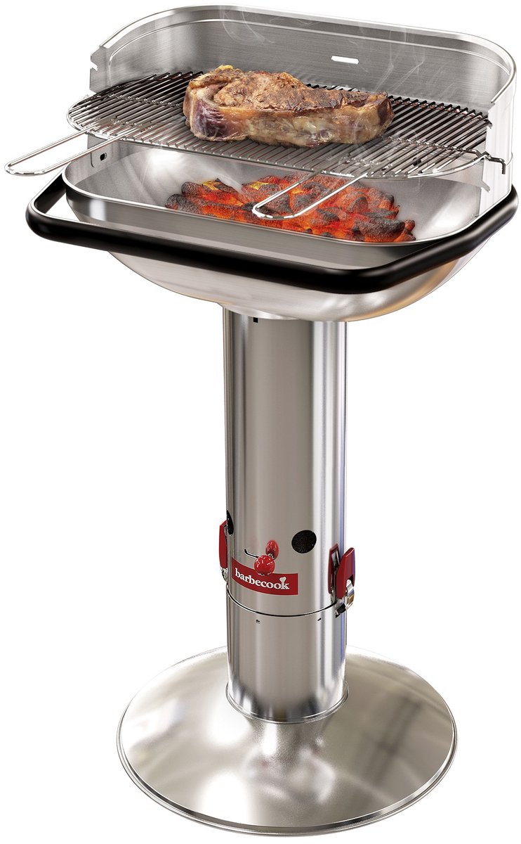Bol.com Barbecook Loewy 55 - Houtskool BBQ barbecue - Grilloppervlak 55x33cm - Incl. Windscherm, BBQ rooster en asopvangpot - RVS aanbieding
