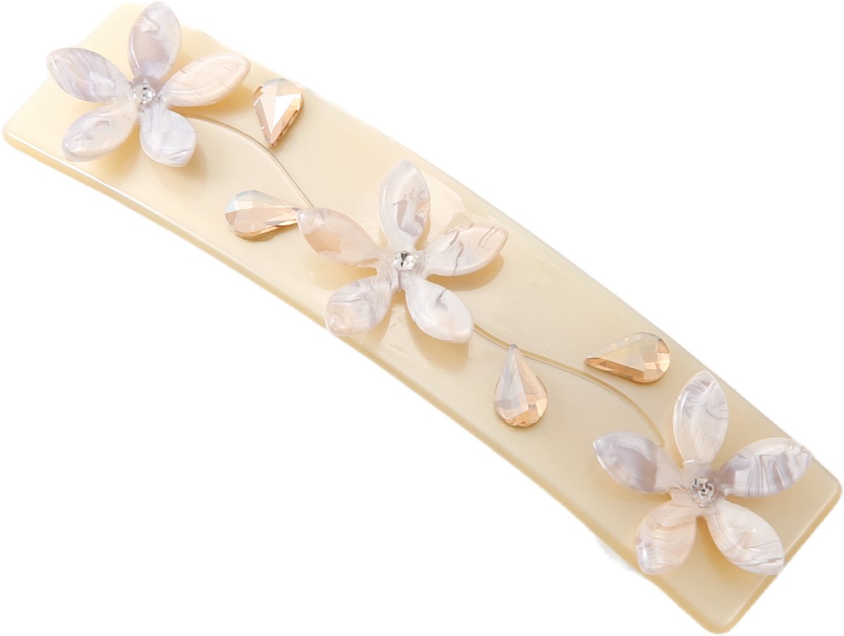 Emilie Collection - haarspeld - champagne creme - bloemen - steentjes