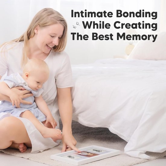 Fotolijst voor poot- en handafdrukken - Inktkussentje voor baby's - DIY-lijst voor hand- en voetafdrukken - Aandenken aan de eerste verjaardag - Herinneringsset voor hand- en voetafdrukken - Inktkussentje en afdruklijst pasgeborenen - 20x32,8x1,8cm van Merkloos — afbeelding 2