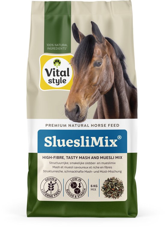 Vitalstyle SluesliMix- Luxe En Gezonde Muesli & Slobber In Één - Met o.a. Lijnzaadschilfers & Chichorei - 6 kg Vitalstyle SluesliMix- Luxe En Gezonde Muesli & Slobber In Één - Met o.a. Lijnzaadschilfers & Chichorei - 6 kg