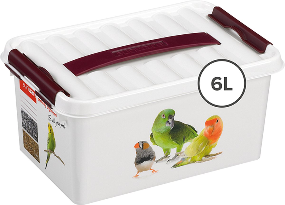 Sunware Q-line huisdieren opbergbox 6L - 30x20x14 cm - Wit/Rood