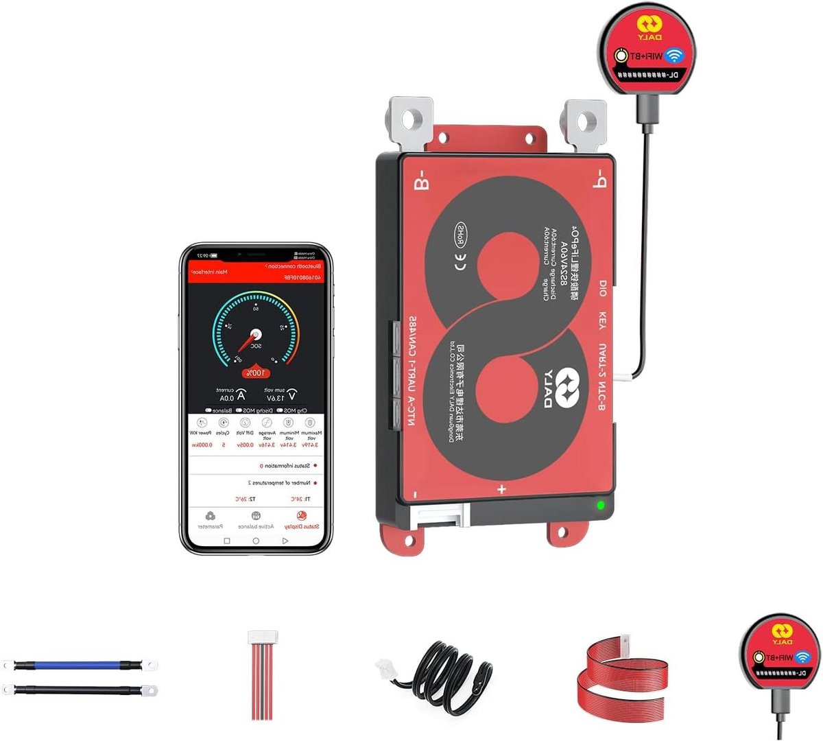 Slimme Accu Beheer - Batterij Bescherming - Veilige Energie Opslag - Afstandsbediening Monitoring - 24 Volt 60 Ampère - Zwart