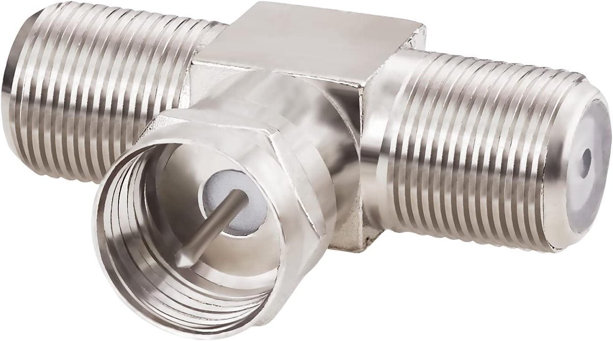 Coax Kabel Splitter - 3-weg Connector - Signaal Verdelen - Vernikkeld Koper - 1 Pack - Zilver