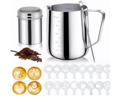 Melkkan voor koffiemachines, 350 ml / 12 fl. oz. – Melkkan van 304 roestvrij staal – Metalen barista-accessoire voor cappuccino, latte en espresso – Vaatwasserbestendig