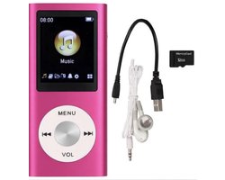 MP3 Speler - Bluetooth - Incl. 32GB SD Kaart - USB - Shuffle - Incl. Oordopjes - Voice recorder - Dictafoon - Draagbaar - Luidsprekers met verliesvrije geluidskwaliteit - Ideaal voor Sport, Kinderen en Volwassenen - roze