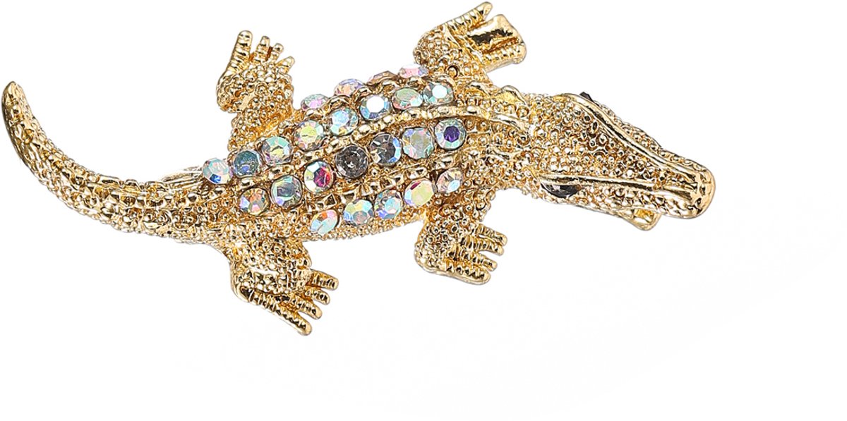 Go Dutch Label Oorknoppen Crocodile Brooch Goudkleurig