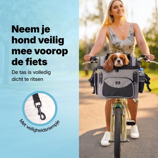 Jake and Jacky Hondenfietsmand - Fietsmand Hond Voorop - Hondenmand Fiets - Autostoel Hond - Kleine Hond max 8 kg - 39x28x34 cm van Merkloos — afbeelding 4