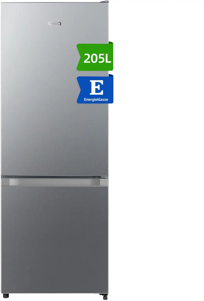 CHiQ JR205LSE Koel-vriescombinatie – 205L – Energieklasse E – Zilver – Vrijstaand – Compacte Koelkast met Vriesvak