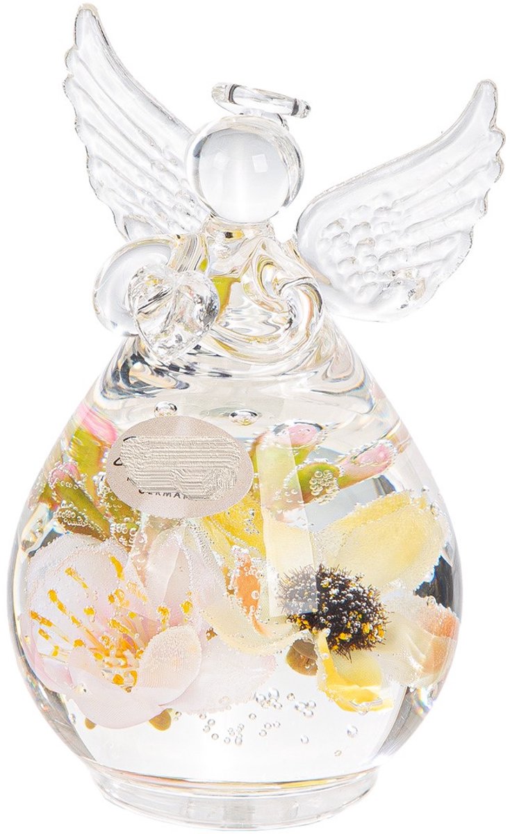 Beschermengel van kristalglas Exclusief bloemen engel spring 10 cm hoog