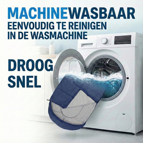 Lichtgewicht Slaapzak 1.5kg voor Volwassenen - Compacte Envelop Slaapzak met Capuchon - 220x75 cm - Waterafstotend 380T Nylon - 4 Seizoenen - Machine Wasbaar - Ideaal voor Kamperen, Logeren & Wandelen - 2×Wegs Rits Inclusief Compressiezak - Blauw van Merkloos — afbeelding 5