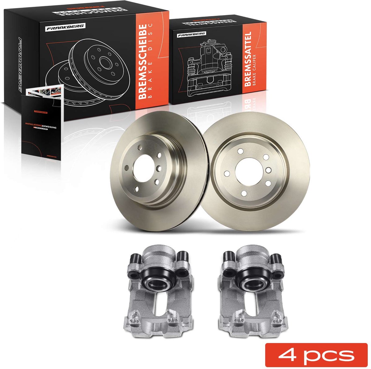 Frankberg 2x Remklauw+2x Remmen Achter voor BMW E90 E91 E93 X1 E84