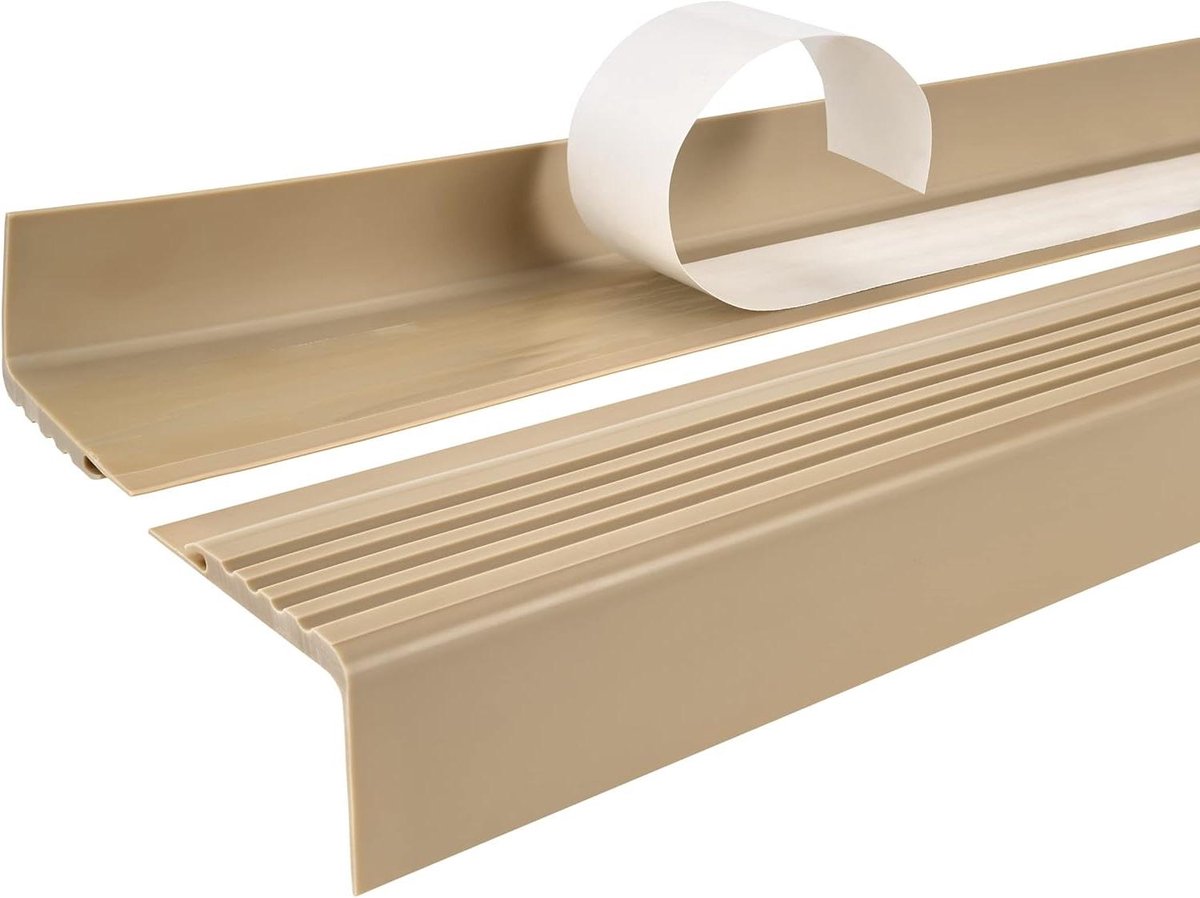 Traprandprofiel Zelfklevend - Antislip Profiel - Trap Randen Beveiligen - Insteek Vloerbedekking - 90 cm - Beige