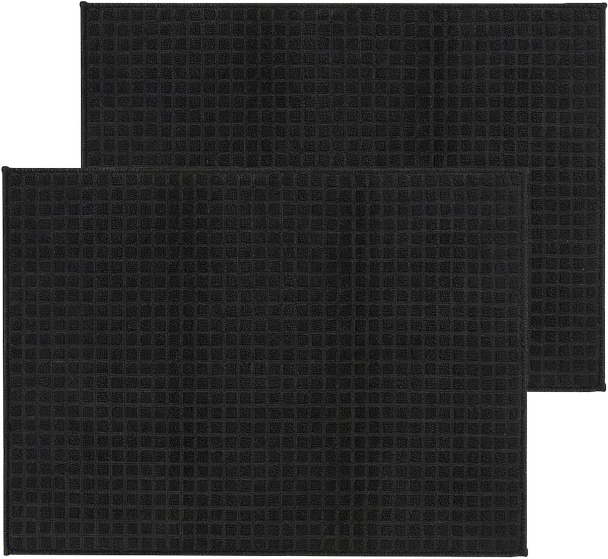 Droogmat voor Afwas 50 x 38 cm Microvezel Sneldrogende Mat voor Keuken en Vaatwasser - Set van 2 Zwart