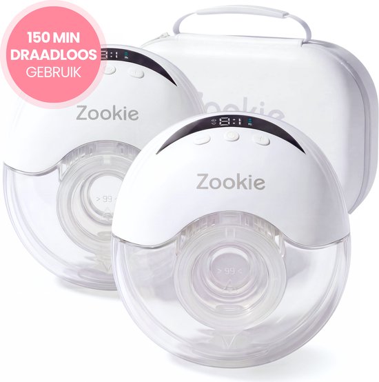 Zookie® Luna Pro – Elektrische Borstkolf – Handsfree Borstkolf – Dubbele Draadloze Borstkolf – BPA-Vrij – Incl. Reistas & Borstschildverkleiners – Wit