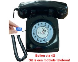 Vaste Telefoon via GSM mobiele netwerk - met SIM-kaart - 4G - 60 draaischijf - zwart