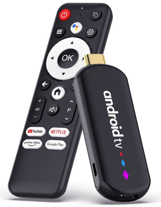 Android TV Stick 4K - Google TV met Chromecast, HDR & Dolby Atmos - HDMI Streaming Stick met Stembediening - Zwart