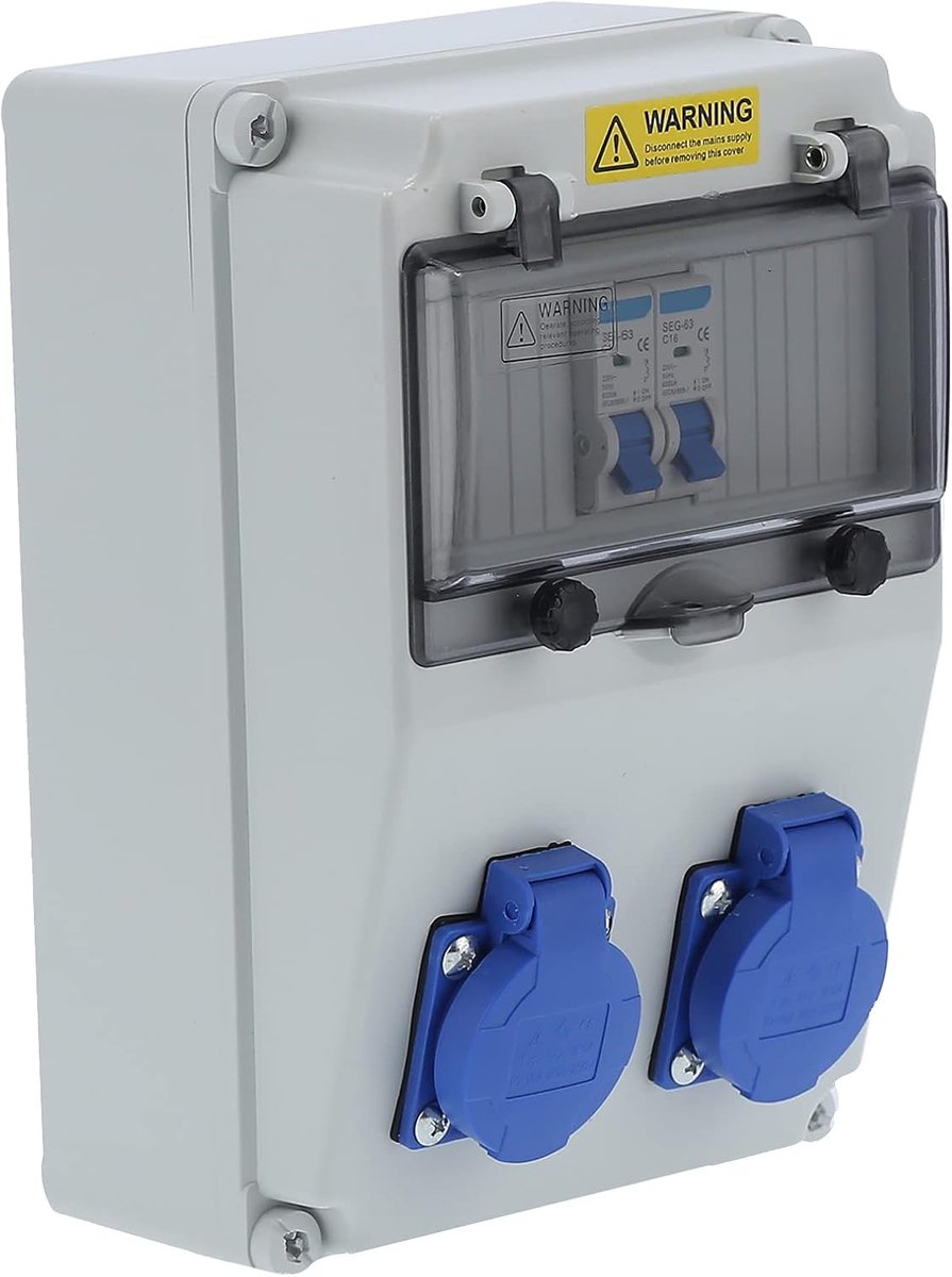 Wandstroomverdeler 2 Positie 16A 220-250V IP65 Waterdicht