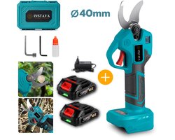 Instava® Elektrische Snoeischaar 40mm – 2 Accu’s (2.0Ah) – Makita LXT 18V Compatibel – Krachtig – Incl. Opbergkoffer & Accessoires
