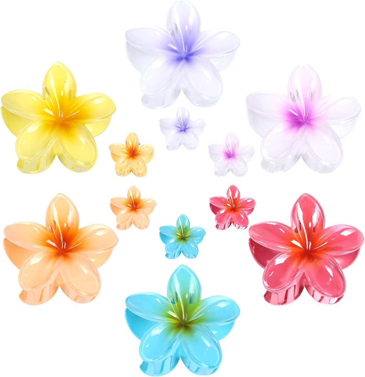 Plastic Flower Haarclips - Set van 12 - Kleurige Accessoires