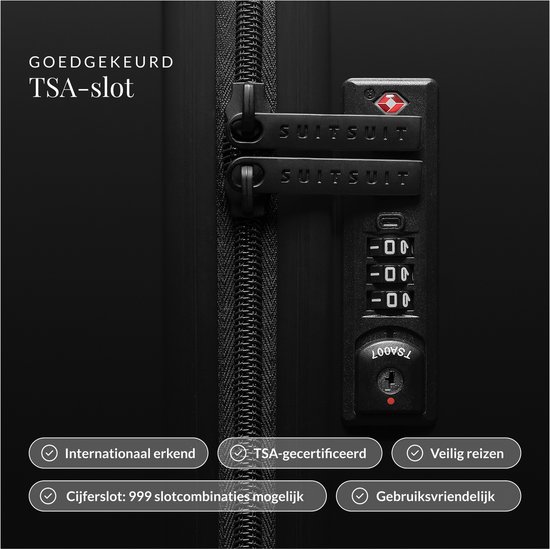 SUITSUIT Kofferset - Handbagage Koffer - Reiskoffer Groot - Kofferset 2 delig - TSA Slot - Lichtgewicht - Caretta Shadow Black