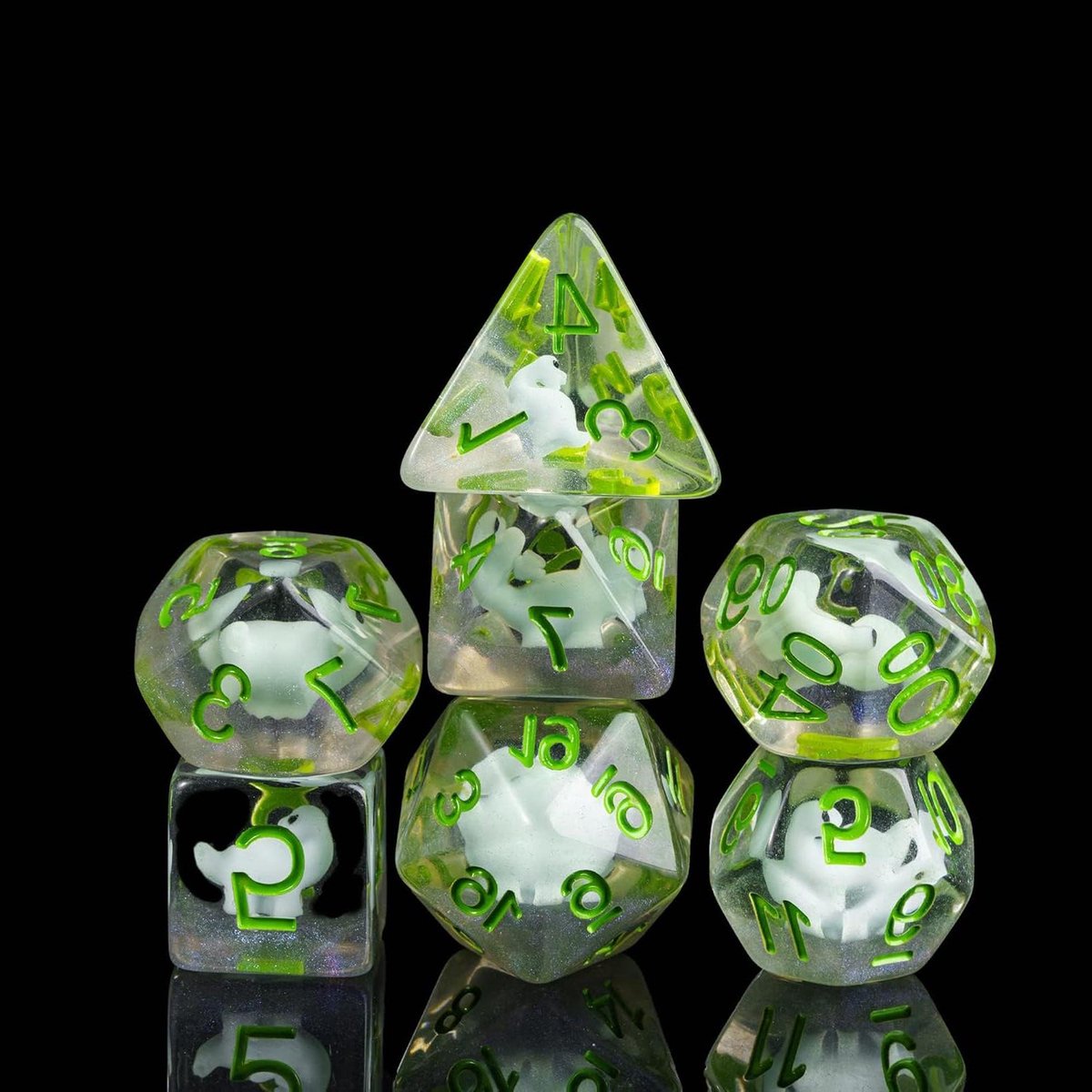 Dobbelstenen Set - D&D Dobbelstenen - Rollenspellen Spelen - Dier Inclusief - 7 Stuks - Groen