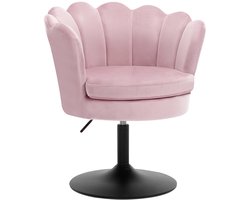 Varnox Stoel - Kaptafel Stoel - Kapper Stoel - Fauteuil - Kleedstoel - Kleding stoel - Slaapkamer stoel - Hoogte verstelbare stoel - 360 graden draaistoel - Verstelbaar - Fluweel - Velvet - Roze