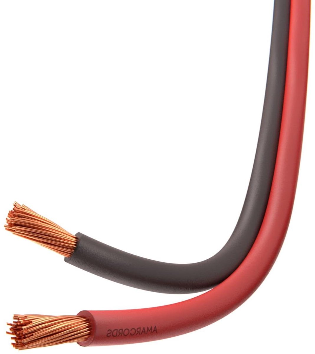 Elektrische Kabel - Platte Bipolaire - Laagspanning Toepassingen - Gepolariseerde Buitenmantel - 10 Meter - Rood Zwart