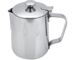 Store_8 - Opschuimkan - Roestvrijstalen Melkopschuimer - Druppelloze Tuit - 350ml - Koffiekop - Geschikt voor Latte Art - Inclusief Deksel