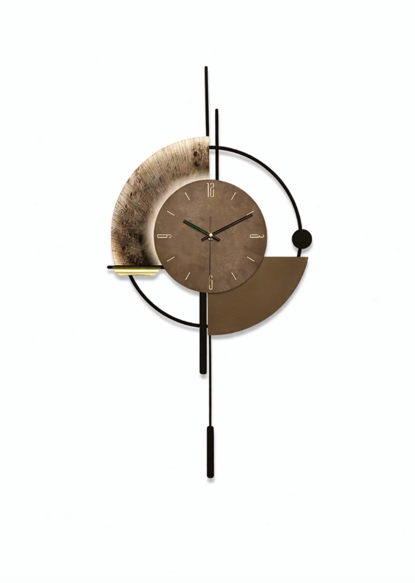 Grote Stille Wandklok met Japans Quartz Uurwerk – Hout & Metaal Modern Design – Analoog Wanddecoratie voor Woonkamer, Keuken & Kantoor (AA‑batterij, niet inbegrepen)