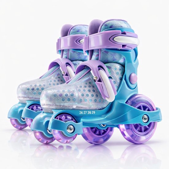 Kinderrolschaatsen - Kinderrolschaatsen met Verlichte Wielen, Verstelbare Rolschaatsen voor Meisjes en Jongens, Rolschaatsen voor Beginnende Kinderen, Geschikt voor Binnen- en Buitensporten (Blauw, M