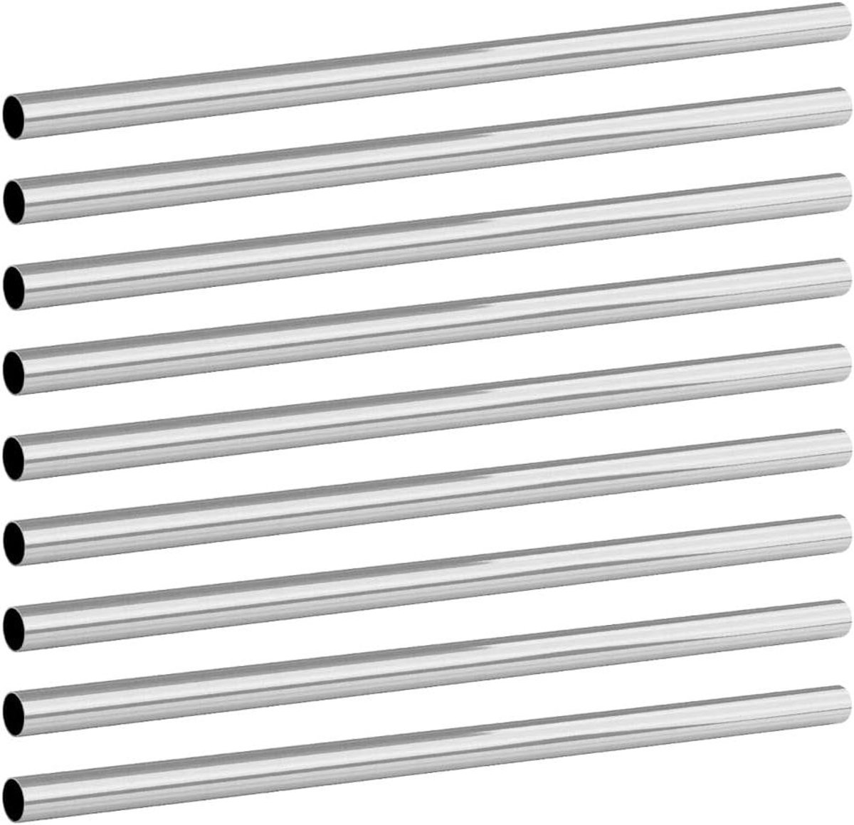 Roestvrij staal buis - Metaalpijp rond - Industriële toepassingen - Verdikte pijpmuur - 8 stuks 30 cm - Zilver