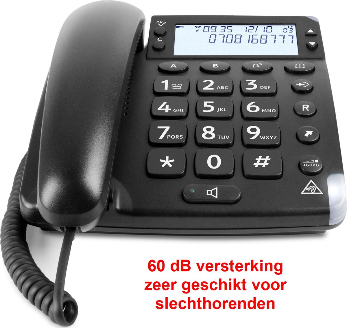 Vaste telefoon - 60 dB geluidsversterking - geschikt voor SLECHTHORENDEN - nummerweergave - 4000