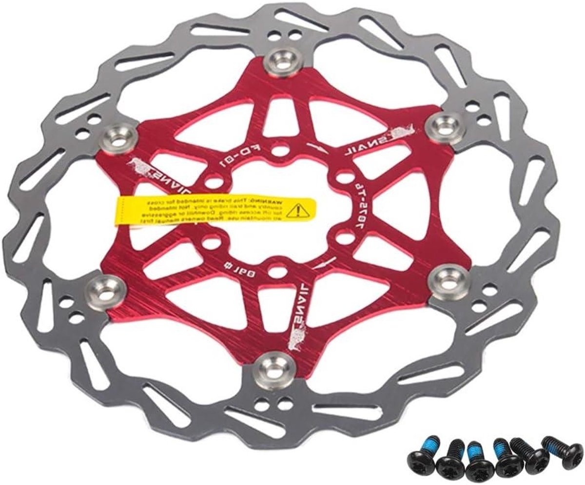 Fiets remschijf - Schijfrem rotor - Veilig fietsen - Zwevend ontwerp - 160mm - Rood
