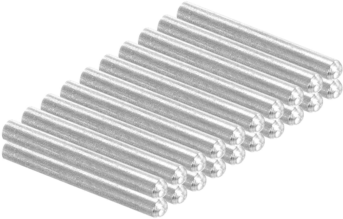 304 Stainless Steel Locking Pegs - 3.5 x 30 mm - 20 Pieces - Round Head - Flat Beveled Ends - Metal Centering Pins - Bunk Bed Pegs - Meubels Bevestigen