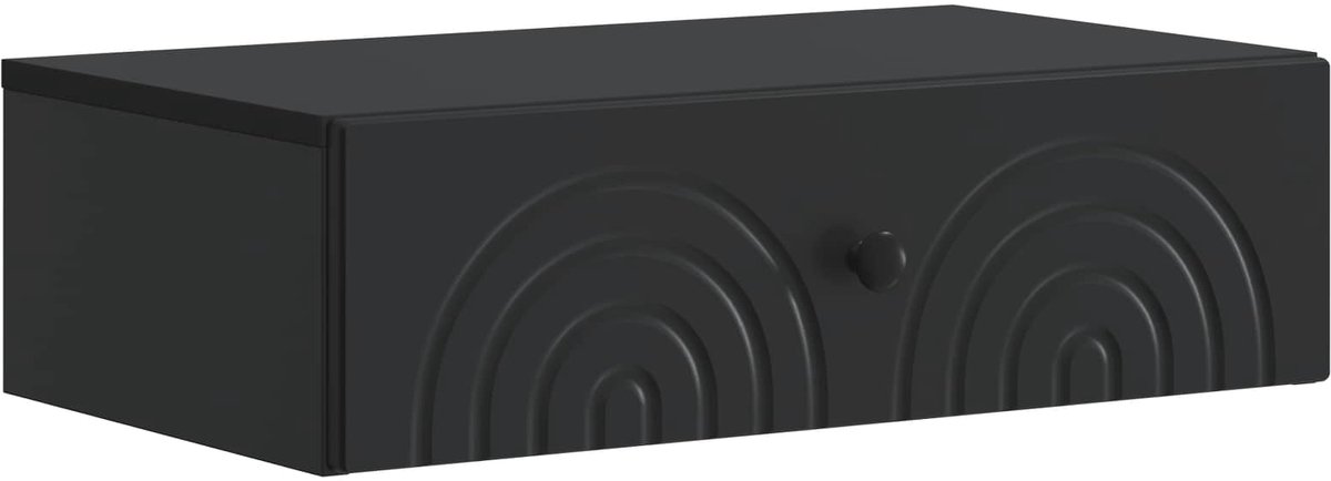 vidaXL Wandgemonteerde - Zijtafel - 59 - x - 34,5 - x - 17 - cm - Bewerkt - hout - Zwart