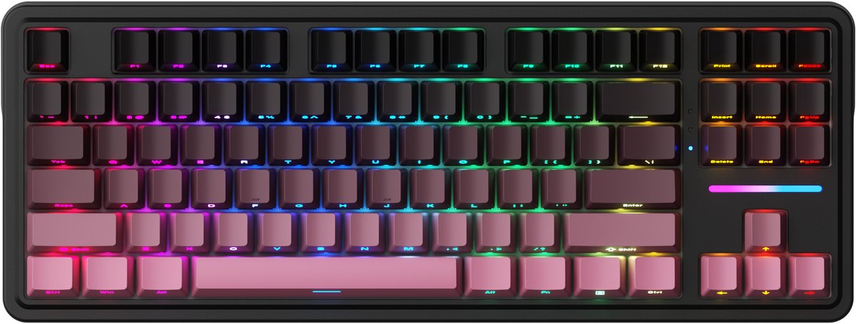 MACHENIKE - Bedrade Toetsenbord - QWERTY - Bluetooth - 87 Toetsen - Gasket Structuur - Zilveren Switch - PBT Keycaps - 5-Laags Opvulling - 8000 mAh Accu - RGB Light Bar - Grijs