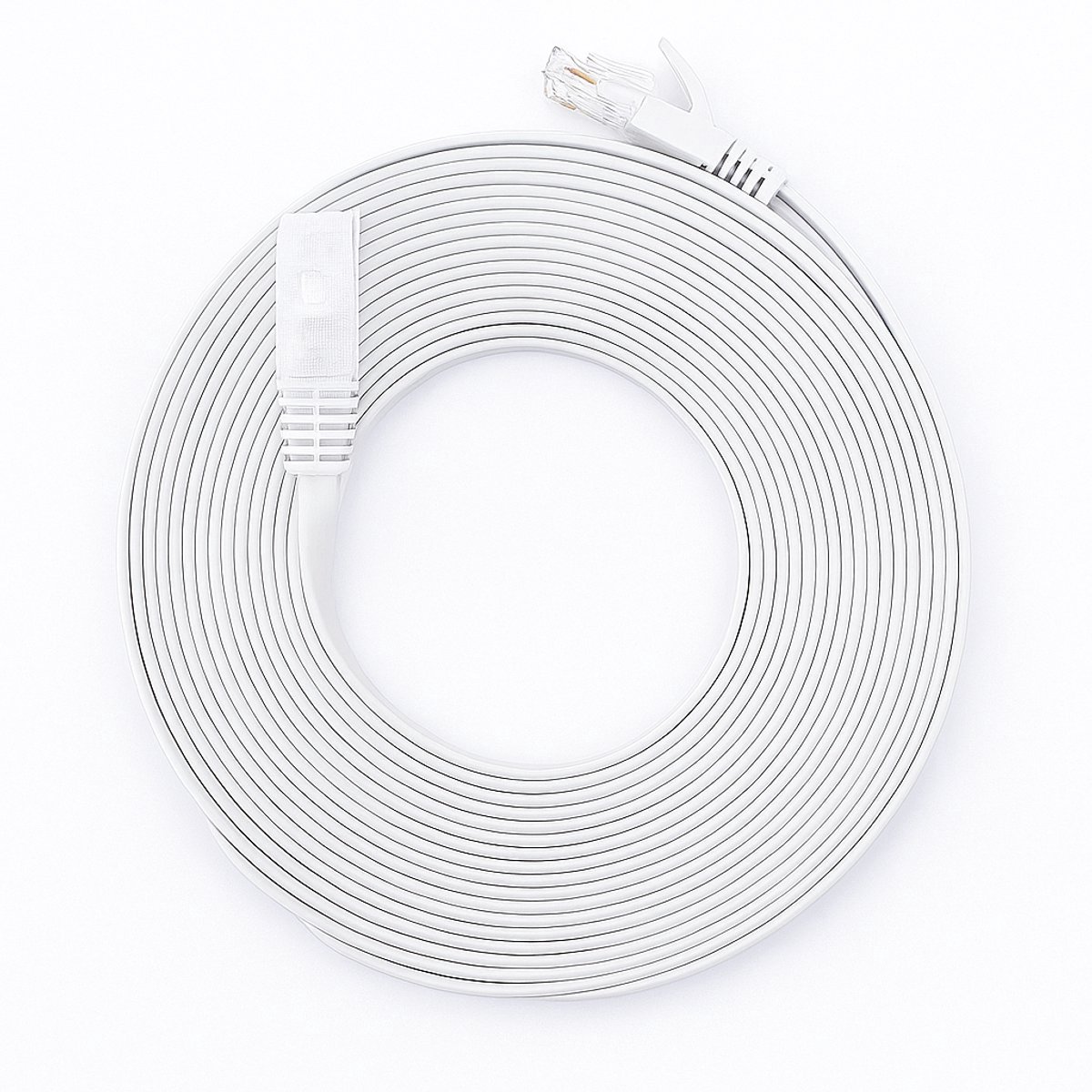 Internetkabel - 10 meter - CAT6 - Ultra dunne Flat Ethernet kabel - Netwerkkabel (1000Mbps) - Wit - UTP kabel - RJ45 - UTP kabel