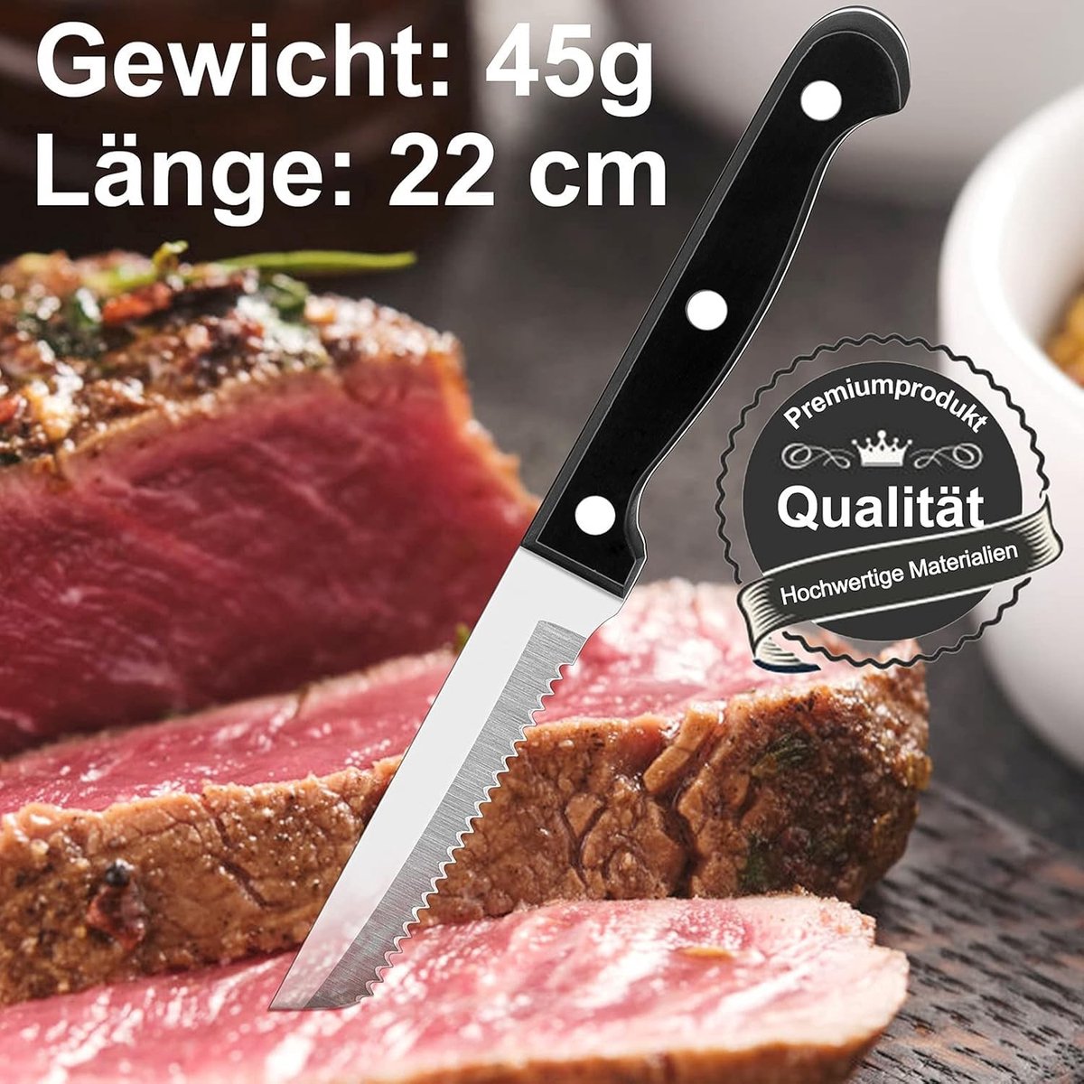 Dailygoods - Dailygoody - Steakmessen - Roestvrij staal - Gekarteld ontwerp - Vaatwasserbestendig - Premium steakbestek - Geschikt voor thuis en horeca