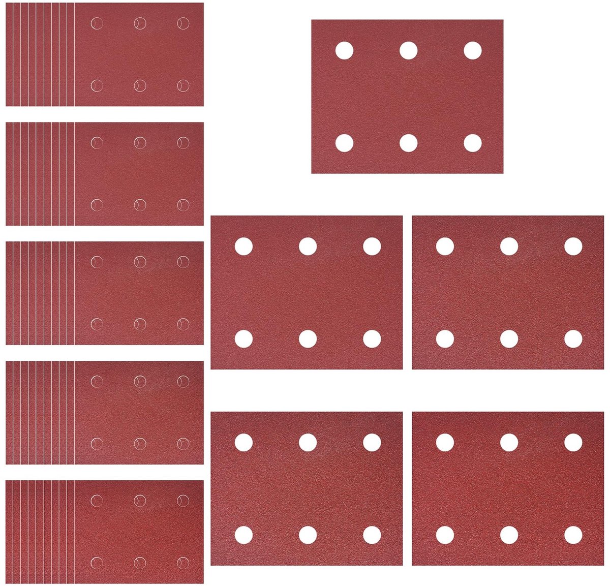 Dailygoods - Dailygoody - Schuurpapierset - Schuurpapier klittenband - 50 stuks - 102 mm x 114 mm - Korrelgrootte 40/60/80/100/120 - Geschikt voor metaal, hout en ...