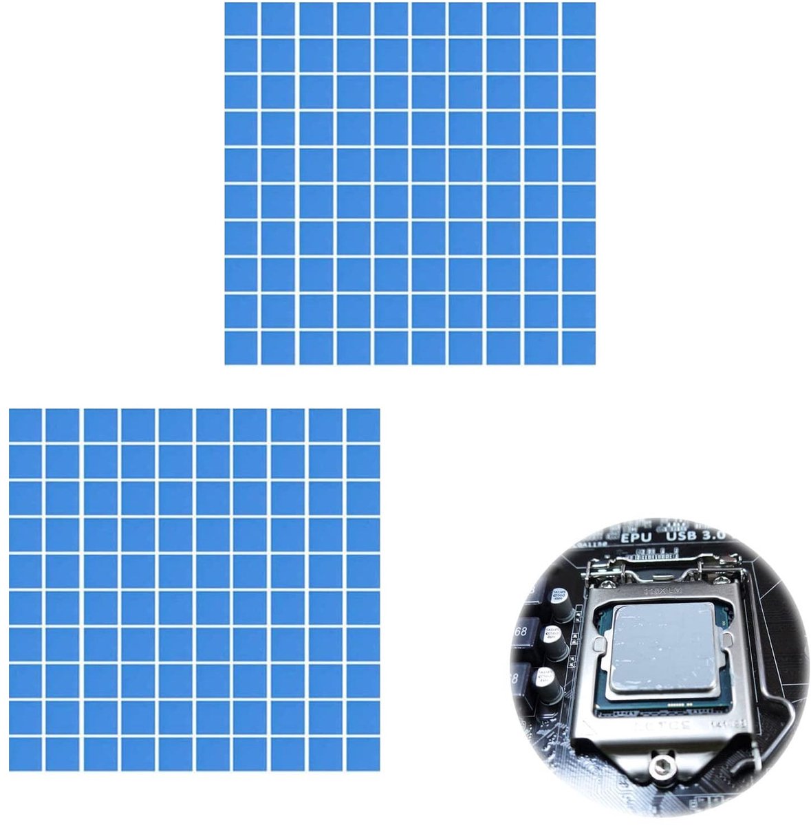 Dailygoods - Dailygoody - Siliconen thermische pad - Warmtegeleidend kussen - Temperatuurbestendig - 100 x 100 mm - 2 stuks - Geschikt voor koeling - Blauw