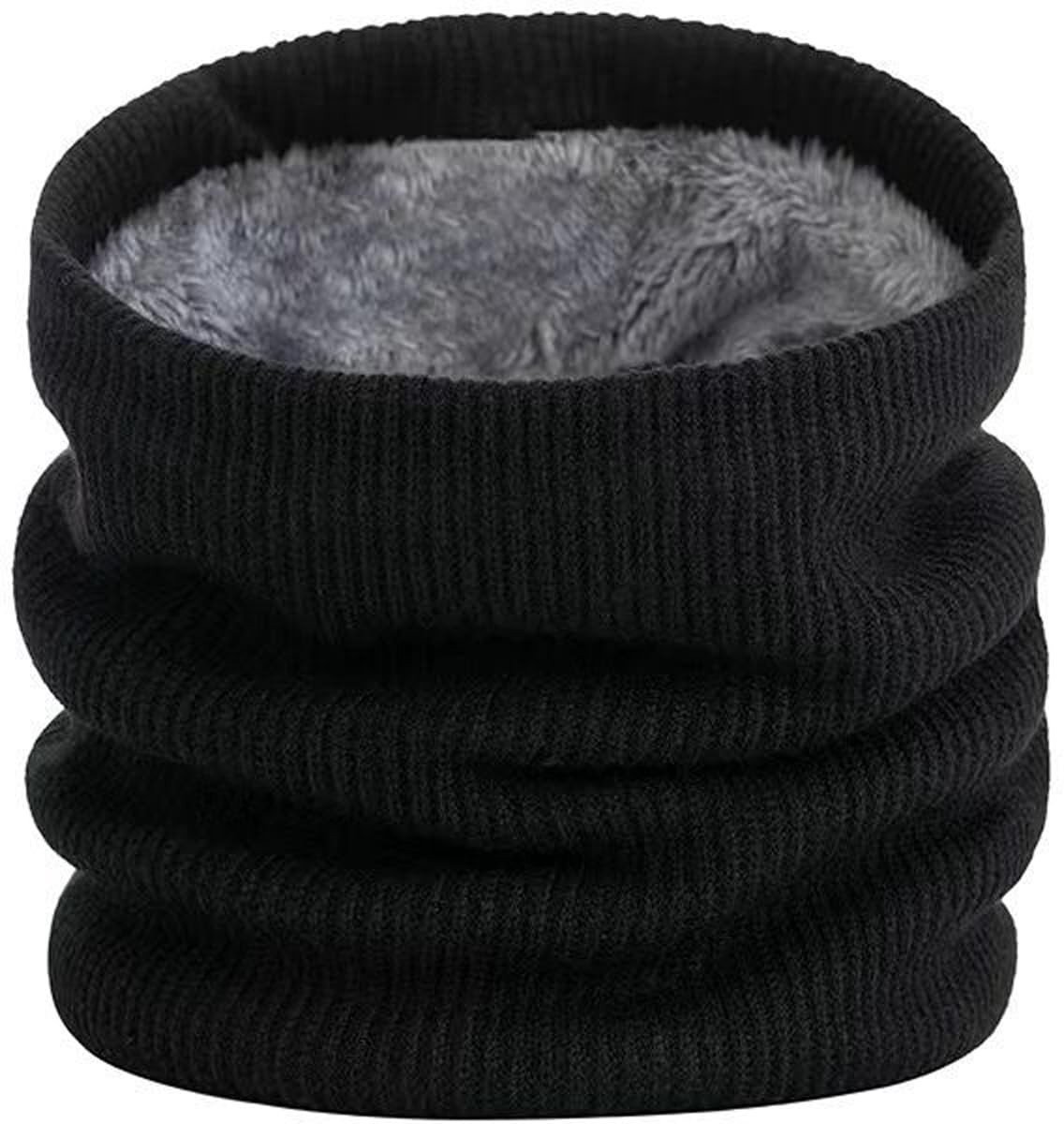 Dailygoods - Dailygoody - Zwarte thermische sjaal - Warme halsdoek - Ideaal voor buitensport - Zwart - Comfortabele gebreide sjaal - Geschikt voor heren en dames -..