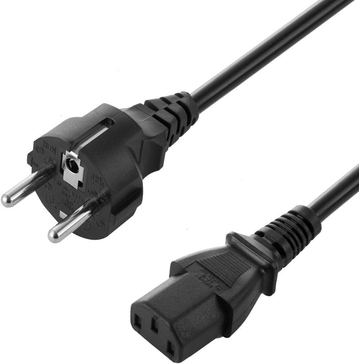 Dailygoods - Dailygoody - Koudeapparaatkabel 1,8 m - Gehoekte PC Voedingskabel - Zwart - Stroomkabel - Geschikt voor Computer en Monitor - Kwaliteit en Betrou