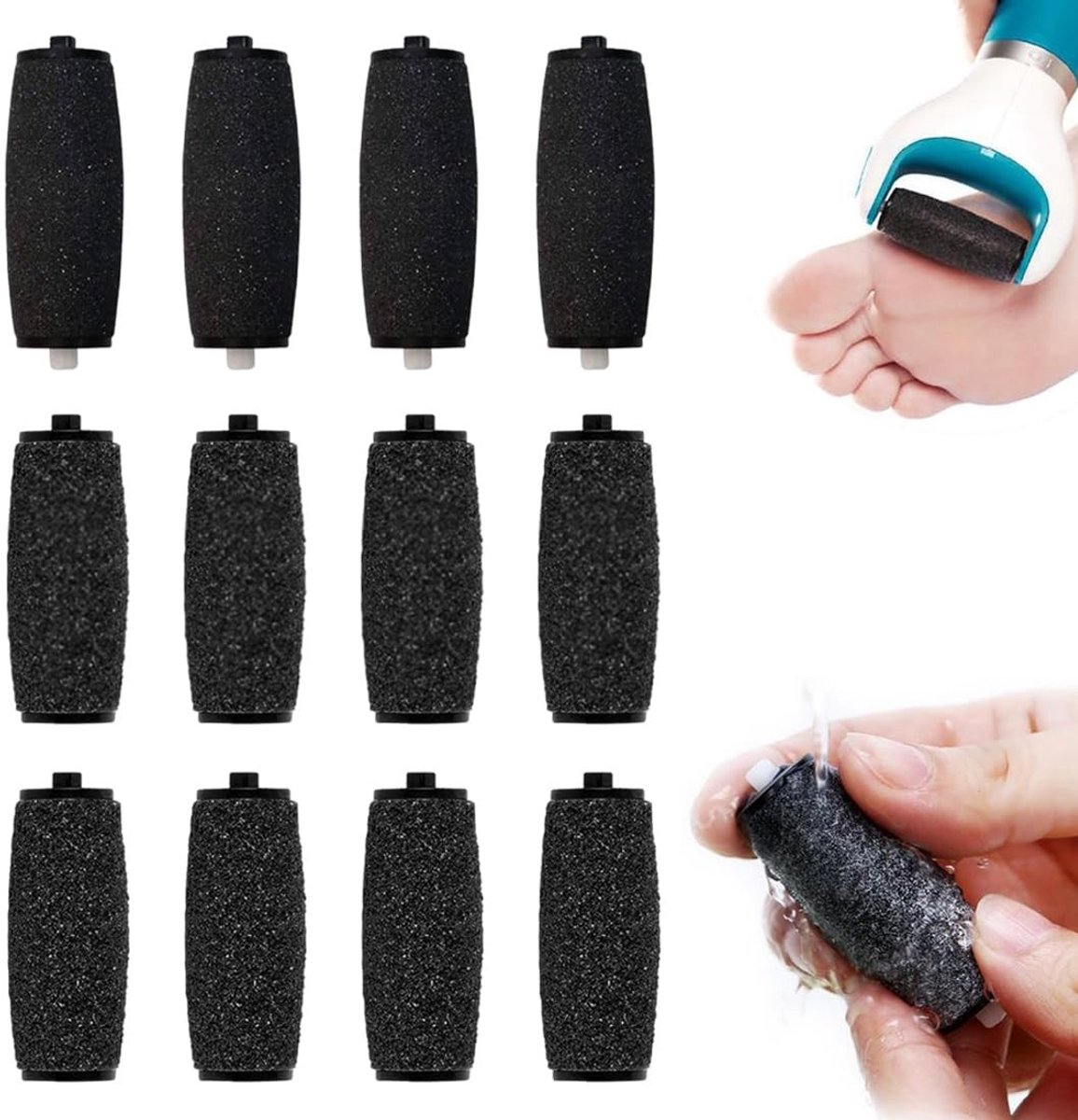 Dailygoods - Dailygoody - Reserverollen voetschrobberkop - Eeltverwijderaar - 12 stuks - Ruwe pedicurerollen - Perfect voor voeten - Inclusief 3 ruwe rollen