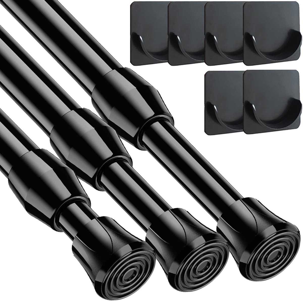 Dailygoods - Cosensi - Dailygoody - Klemgordijnrods - Tension Rod zonder boren - Zwart - 60-90 cm - Ideaal voor badkamer en kast - Gemakkelijk te installeren