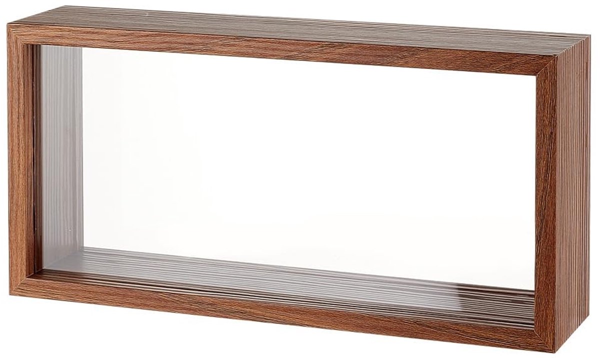 Dailygoods - Dailygoody - Schaduwdoos - Houten schaduwdoos - Dubbelzijdig acrylvenster - Walnootbruin - Vitrine voor gedroogde bloemen - Creatief knutselen - Perfe...