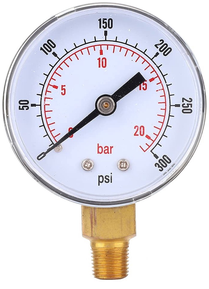 Dailygoods - Dailygoody - Glycerine Gevuld Drukmeter 50mm - 0-300 PSI, 1/8 BSP - Voor Lucht, Water, Olie en Gas