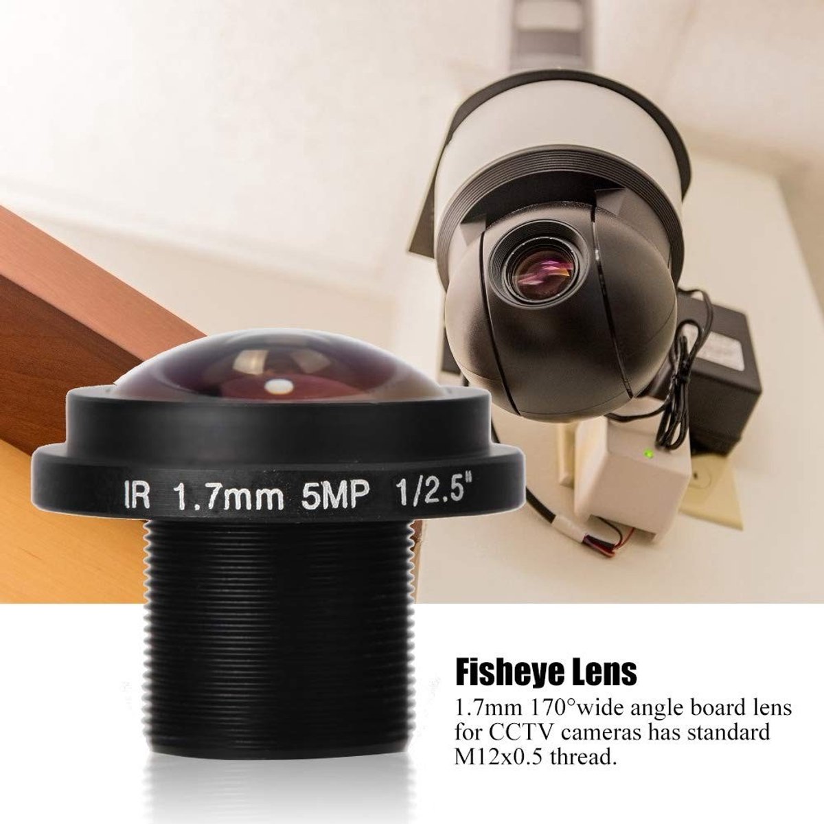 Dailygoods - Dailygoody - Fisheye Beveiligingscamera Lens - 5MP Groothoeklens - Hoge Resolutie - Compact - Geschikt voor Veiligheid - 1,7 mm