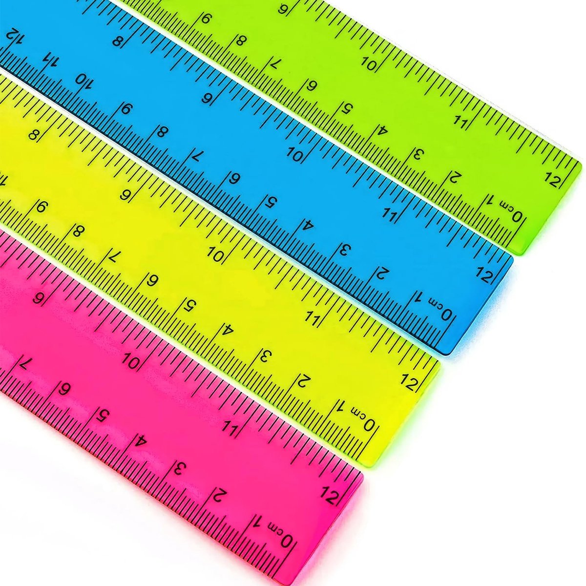 Dailygoods - Dailygoody - Kunststof Liniaal - 15 cm - Kleurrijk en Transparant - Met Centimeters en Inch - Perfect voor School en Kantoor - 4 Stuks