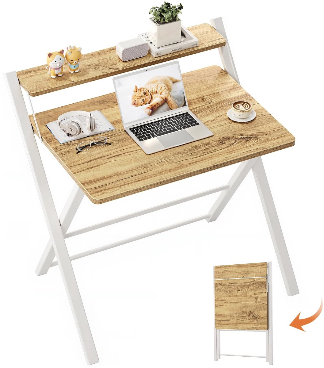 Dailygoods - Dailygoody - Kleine Vouwtafel - Gaming Tafel - Ruimtebesparend Ontwerp - Beige - Mini Laptop Tafel - Ideaal voor Thuiswerk - Compact en Functioneel