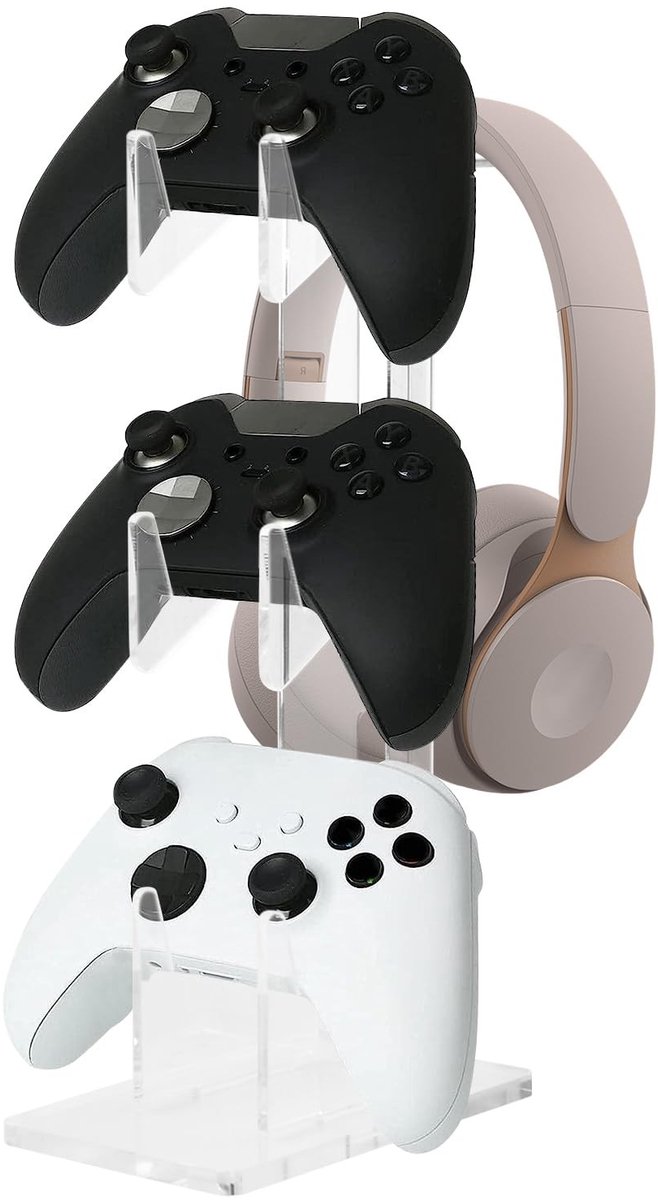 Dailygoods - Dailygoody - gamecontroller standaard - Hoofdtelefoonhanger - Drielaags organizer - Helder acryl - Universele headset-organizer - Geschikt voor..